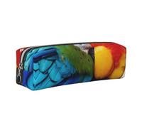 ESNAIUVCD Fantastic Parrot Feather Print Leather Pencil Case Zippered Pouch Portable Large Capacity Stationery Organizer Cosmetic Bag for School Office(2pcs)
