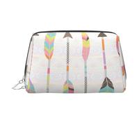 ESNAIUVCD Feather Arrows Print Makeup Bag, Cosmetic Bag,Women Pu Leather Cosmetic Bags with Wrist Strap Travel Toiletry Pouch Makeup Bag
