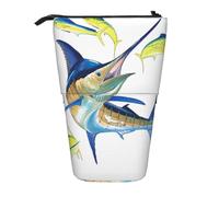 ESNAIUVCD Fish Art Print Personalized Retractable Pencil Case, Custom Signature Name Pencil Pouch for Students Kids Adults for School Office