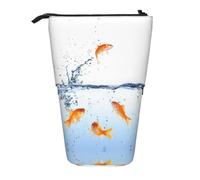 ESNAIUVCD Fish in Water Print Personalized Retractable Pencil Case, Custom Signature Name Pencil Pouch for Students Kids Adults for School Office