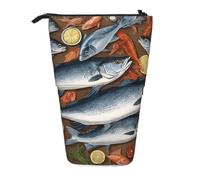 ESNAIUVCD Fishing Bait Print Personalized Retractable Pencil Case, Custom Signature Name Pencil Pouch for Students Kids Adults for School Office