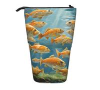 ESNAIUVCD Fishing Lake Fishermen Print Personalized Retractable Pencil Case, Custom Signature Name Pencil Pouch for Students Kids Adults for School Office
