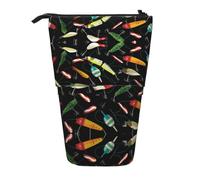 ESNAIUVCD Fishing Lure Print Personalized Retractable Pencil Case, Custom Signature Name Pencil Pouch for Students Kids Adults for School Office