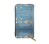 ESNAIUVCD Fishing Nets Print Genuine Leather Women's,Men's Wallets,Multi-Functionclutch Purse,Zip Around Large Travel â€‹Mobile Phone Long â€‹Money Purses