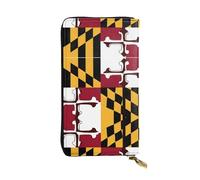 ESNAIUVCD Flag of Maryland Print Genuine Leather Women's,Men's Wallets,Multi-Functionclutch Purse,Zip Around Large Travel â€‹Mobile Phone Long â€‹Money Purses