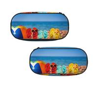 ESNAIUVCD Flip-Flops On A Sandy Beach Print Portable Pencil Pen Case Print Stationery Storage Bag Pouch Purse for Teenage Boys Student