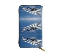 ESNAIUVCD Flying Airplane Print Genuine Leather Women's,Men's Wallets,Multi-Functionclutch Purse,Zip Around Large Travel â€‹Mobile Phone Long â€‹Money Purses