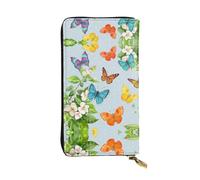 ESNAIUVCD Flying Butterflies Print Genuine Leather Women's,Men's Wallets,Multi-Functionclutch Purse,Zip Around Large Travel â€‹Mobile Phone Long â€‹Money Purses