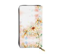 ESNAIUVCD Flying Dragonflies Lily Flower Print Genuine Leather Women's,Men's Wallets,Multi-Functionclutch Purse,Zip Around Large Travel â€‹Mobile Phone Long â€‹Money Purses
