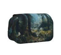 ESNAIUVCD Forest Scenery Print Large Capacity Double Layer Pen Bag,Suitable for Boys, Girls and Adults,This Office Pen Bag with Compartment Design