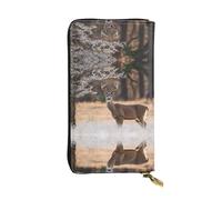 ESNAIUVCD Free Whitetail Deer Print Genuine Leather Women's,Men's Wallets,Multi-Functionclutch Purse,Zip Around Large Travel ​Mobile Phone Long ​Money Purses