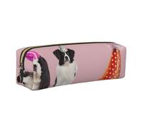 ESNAIUVCD French Bulldogs Print Leather Pencil Case Zippered Pouch Portable Large Capacity Stationery Organizer Cosmetic Bag for School Office(2pcs)