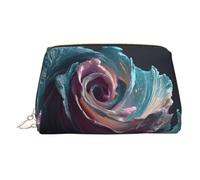ESNAIUVCD Frozen Rose Print Makeup Bag, Cosmetic Bag,Women Pu Leather Cosmetic Bags with Wrist Strap Travel Toiletry Pouch Makeup Bag