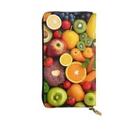 ESNAIUVCD Fruit Rainbow Print Genuine Leather Women's,Men's Wallets,Multi-Functionclutch Purse,Zip Around Large Travel ​Mobile Phone Long ​Money Purses