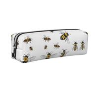ESNAIUVCD Funny Bees Print Leather Pencil Case Zippered Pouch Portable Large Capacity Stationery Organizer Cosmetic Bag for School Office(2pcs)