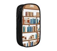 ESNAIUVCD Funny Book Shelves Collection Print Pencil Case Coin Key Card Bag Purse Large Pen Pouch for Kids Boys School Office