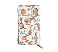 ESNAIUVCD Funny Cartoon Kangaroo Zoo Print Genuine Leather Women's,Men's Wallets,Multi-Functionclutch Purse,Zip Around Large Travel â€‹Mobile Phone Long â€‹Money Purses