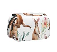 ESNAIUVCD Funny Cartoon Kangaroo Zoo Print Large Capacity Double Layer Pen Bag,Suitable for Boys, Girls and Adults,This Office Pen Bag with Compartment Design
