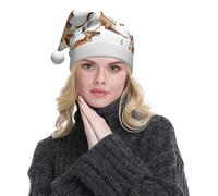 ESNAIUVCD Funny Cartoon Kangaroo Zoo Print Santa Hat Christmas Hat For Adult Soft Plush For Christmas New Year Festive Party Supplies