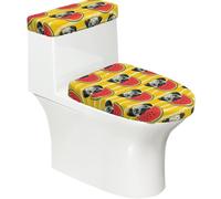 ESNAIUVCD Funny Dog Watermelon Print Toilet Lid Seat Protector And Tank Cover Set - 2 Pcs Easy Install Clean Replacement Universal Fit Bathroom Essentials