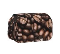 ESNAIUVCD Funny Roasted Coffee Beans Print Large Capacity Double Layer Pen Bag,Suitable for Boys, Girls and Adults,This Office Pen Bag with Compartment Design
