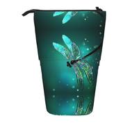 ESNAIUVCD Galaxy Animal Dragonfly Print Personalized Retractable Pencil Case, Custom Signature Name Pencil Pouch for Students Kids Adults for School Office