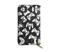 ESNAIUVCD Game Controller Print Genuine Leather Women's,Men's Wallets,Multi-Functionclutch Purse,Zip Around Large Travel ​Mobile Phone Long ​Money Purses