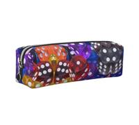 ESNAIUVCD Games Dice Set Print Leather Pencil Case Zippered Pouch Portable Large Capacity Stationery Organizer Cosmetic Bag for School Office2pcs