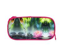 ESNAIUVCD Garden Lotus Flower Print Zipper Large Pencil Case,Durable Stationery Pencilcase Bag,Multifunctional Pencilcase Bag Penbag for School College Office Adult Girls and Boys