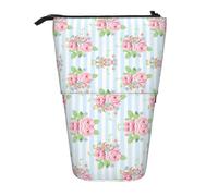 ESNAIUVCD Garden Roses Print Personalized Retractable Pencil Case, Custom Signature Name Pencil Pouch for Students Kids Adults for School Office