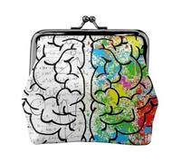 ESNAIUVCD Geometry Brain Image with Science Print Kiss Lock Wallet Leather Coin Purse Ladies Money Pocket Iron Frame Compact Hand-Held Wallet