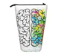 ESNAIUVCD Geometry Brain Image with Science Print Personalized Retractable Pencil Case, Custom Signature Name Pencil Pouch for Students Kids Adults for School Office