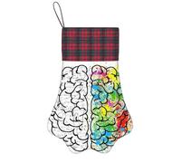 ESNAIUVCD Geometry Brain Image With Science Print Xmas Tree Decor Christmas Pet Paw Stocking Family Holiday Dog Cat Gift Stockings