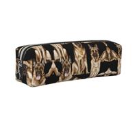 ESNAIUVCD German Shepherd Dog Print Leather Pencil Case Zippered Pouch Portable Large Capacity Stationery Organizer Cosmetic Bag for School Office(2pcs)