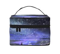 ESNAIUVCD Girl Looking at Stars Print Toiletry Bag Large Cosmetic Bag Travel Makeup Bag Organizer for Women