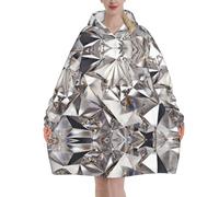 ESNAIUVCD Glitter Abstract Diamond Crystal Pattern Print Oversized Blanket Hoodie - Flannel Wearable Blanket For Unisex Adult Women Men, Fluffy Comfortable Hooded Sweatshirt Black