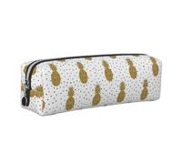 ESNAIUVCD Gold Glitter Pineapples Fruit Print Leather Pencil Case Zippered Pouch Portable Large Capacity Stationery Organizer Cosmetic Bag for School Office(2pcs)