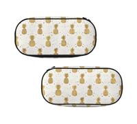 ESNAIUVCD Gold Glitter Pineapples Fruit Print Portable Pencil Pen Case Print Stationery Storage Bag Pouch Purse for Teenage Boys Student