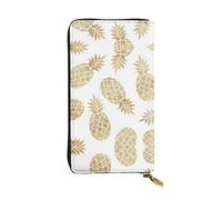 ESNAIUVCD Golden Pineapple Background Print Genuine Leather Women's,Men's Wallets,Multi-Functionclutch Purse,Zip Around Large Travel â€‹Mobile Phone Long â€‹Money Purses