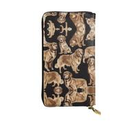 ESNAIUVCD Golden Retrievers Print Genuine Leather Women's,Men's Wallets,Multi-Functionclutch Purse,Zip Around Large Travel â€‹Mobile Phone Long â€‹Money Purses
