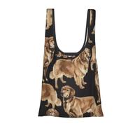 ESNAIUVCD Golden Retrievers Print Reusable, Foldable,Washable Grocery Bags Foldable In A Pouch Eco Tote Shopping Bag,Daily Shopping Loading