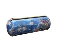 ESNAIUVCD Grand Canyon Print Leather Cylindrical Zipper Pencil Case -Pu Leather, Multifunctional Stationery Storage, Suitable for Students