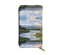ESNAIUVCD Grand Teton National Park Print Genuine Leather Women's,Men's Wallets,Multi-Functionclutch Purse,Zip Around Large Travel â€‹Mobile Phone Long â€‹Money Purses