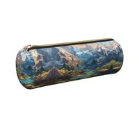 ESNAIUVCD Great Rivers Print Leather Cylindrical Zipper Pencil Case -Pu Leather, Multifunctional Stationery Storage, Suitable for Students