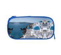 ESNAIUVCD Greece White House Print Zipper Large Pencil Case,Durable Stationery Pencilcase Bag,Multifunctional Pencilcase Bag Penbag for School College Office Adult Girls and Boys