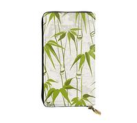 ESNAIUVCD Green Bamboo Nature Plant Print Genuine Leather Women's,Men's Wallets,Multi-Functionclutch Purse,Zip Around Large Travel ​Mobile Phone Long ​Money Purses