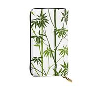 ESNAIUVCD Green Bamboo Print Print Genuine Leather Women's,Men's Wallets,Multi-Functionclutch Purse,Zip Around Large Travel â€‹Mobile Phone Long â€‹Money Purses