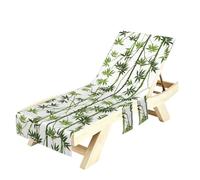 ESNAIUVCD Green Bamboo Print Print Portable Pool Beach Sun Lounger Cover Pockets Microfiber Towel Travel Lounge Chair Cover Towels Sunbed