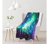 ESNAIUVCD Green Blue Purple Galaxy Print Soft Cozy Fleece Plush Warm Flannel Bedding Blanket For Girls Kids Adults Couch Travel 40x30inch(102x76cm)