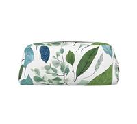 ESNAIUVCD Green Eucalyptus Leaves Print Pencil Bag Zipper Large Pencil Bag Work Travel - Multifunctional Pencil Case,Makeup Bag